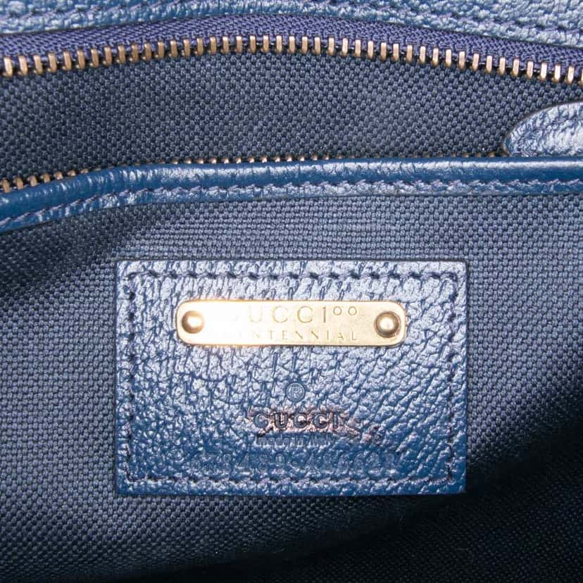 Gucci 100th Anniversary Medium GG Coated Canvas Kaleidoscope 1947 Bamboo Top Handle Bag Blue Canvas Good condition - Box View