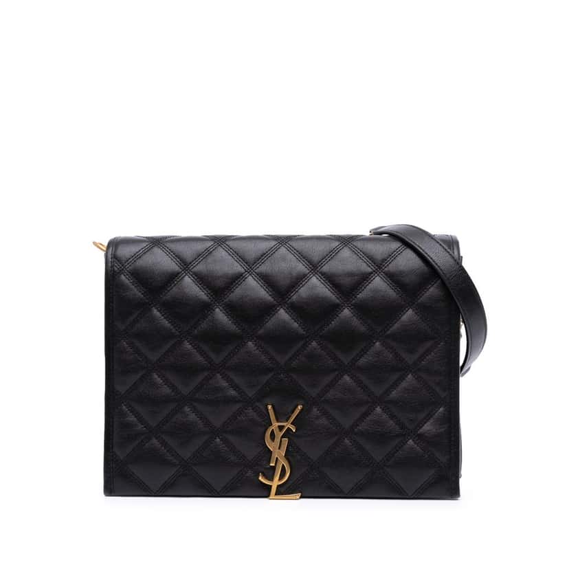 Saint Laurent Small Quilted Lambskin Becky Chain Shoulder Bag Black Leather Good condition - Front View