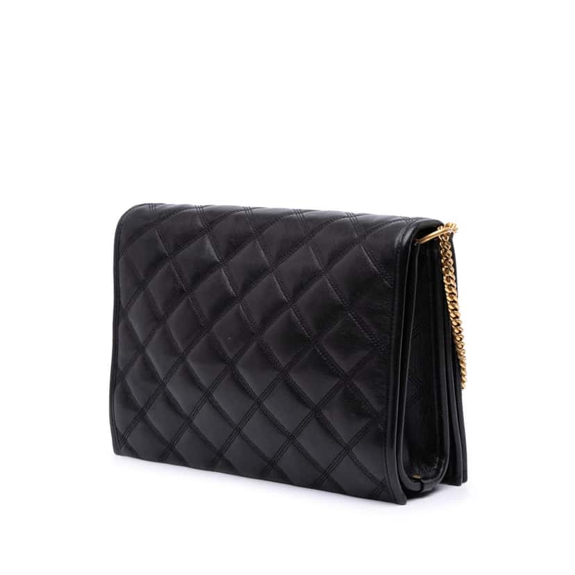 Saint Laurent Small Quilted Lambskin Becky Chain Shoulder Bag Black Leather Good condition - Back View