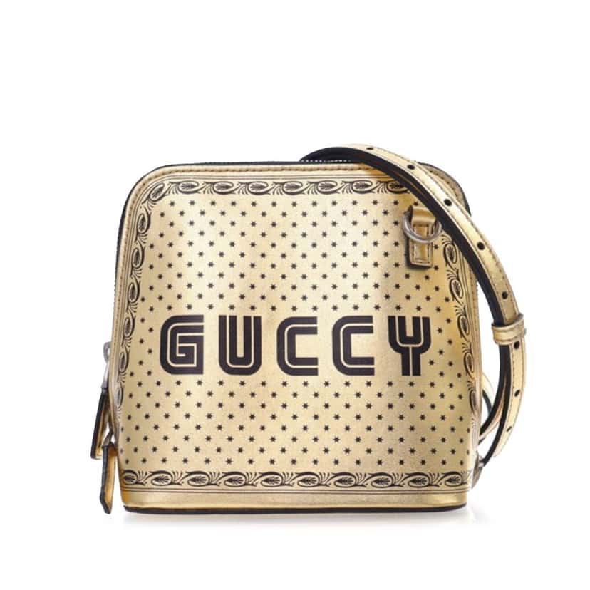 Gucci Mini Calfskin Guccy Sega Crossbody Gold Leather Good condition - Front View