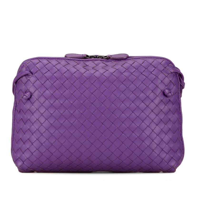 Bottega Veneta Medium Nappa Intrecciato Nodini Crossbody Purple Leather Good condition - Inside View