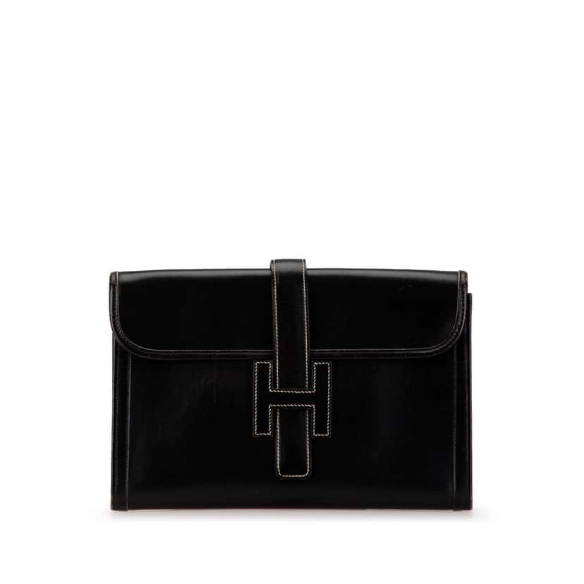 Hermès Box Calf Jige 29 Black Leather Fair condition - Front View