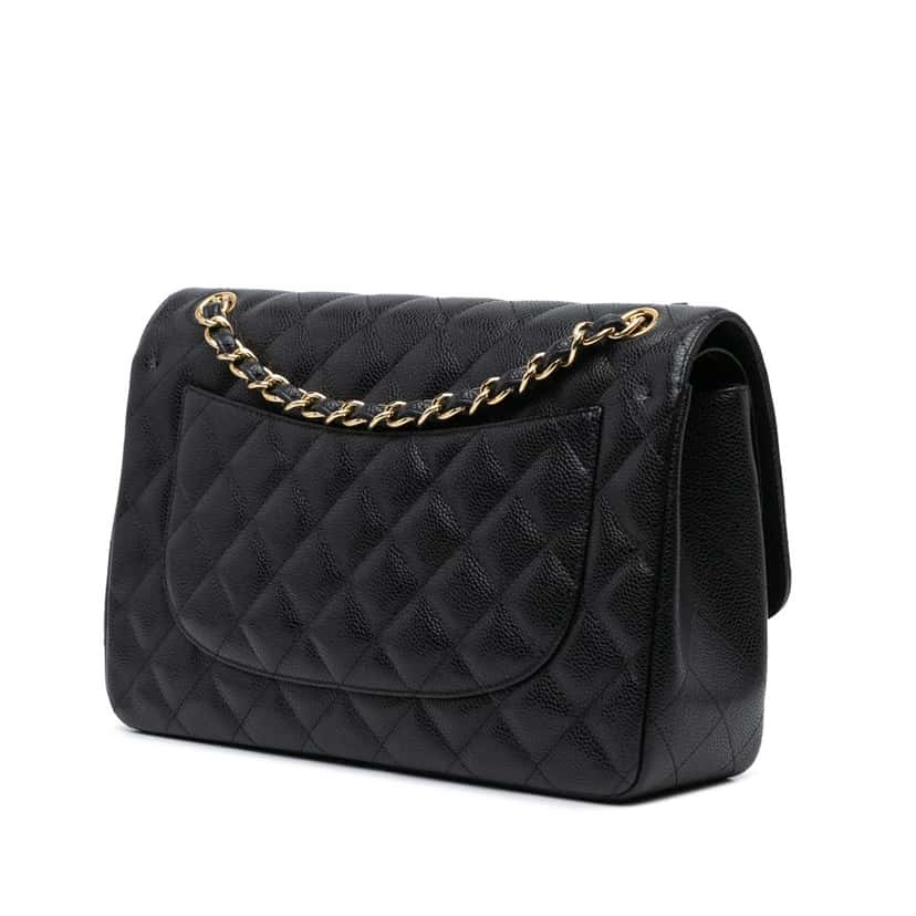 Chanel Jumbo Classic Caviar Double Flap Black Leather Good condition - Back View