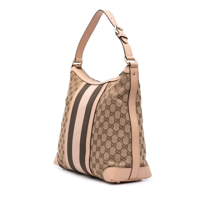 Gucci Medium GG Canvas Web Shoulder Bag Brown Canvas Good condition - Back View