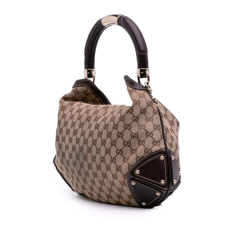 Gucci Medium GG Canvas Bamboo Indy Hobo Brown Canvas Good condition - Back View