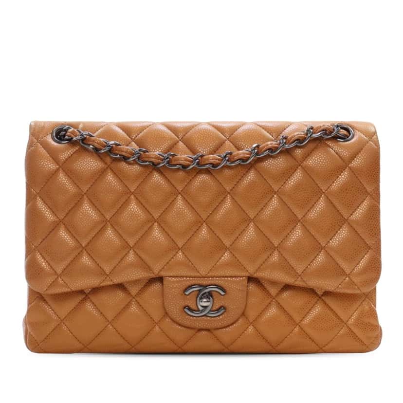 Chanel Jumbo Classic Iridescent Caviar Double Flap Brown Leather Good condition - Front View