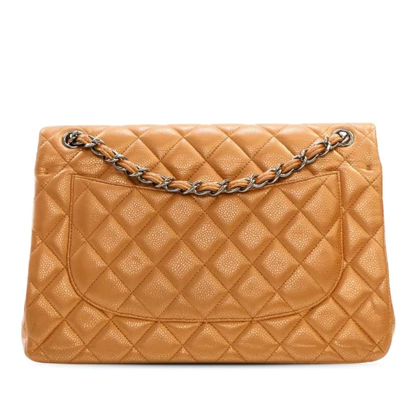 Chanel Jumbo Classic Iridescent Caviar Double Flap Brown Leather Good condition - Back View