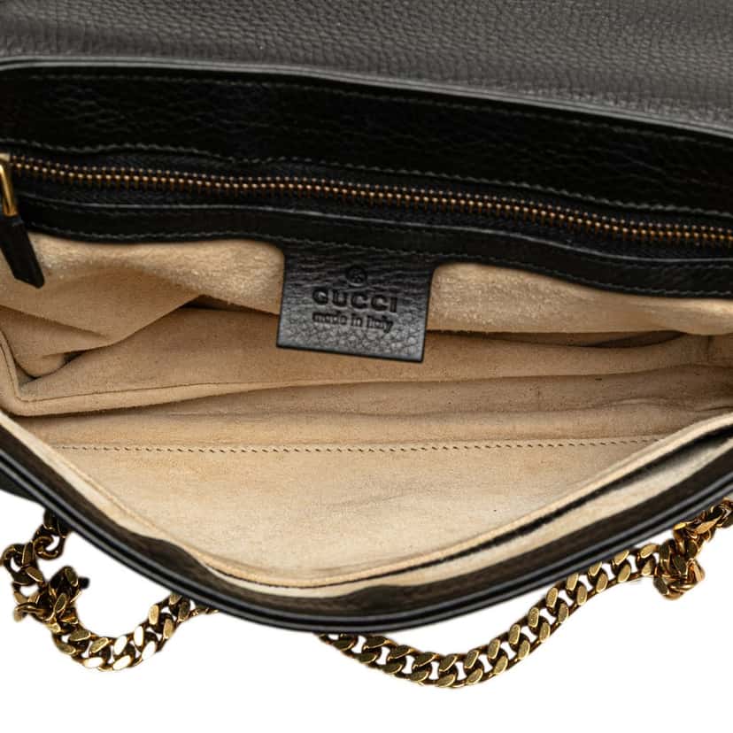 Gucci Medium Leather 1973 Chain Shoulder Bag Black Leather Good condition - Model View