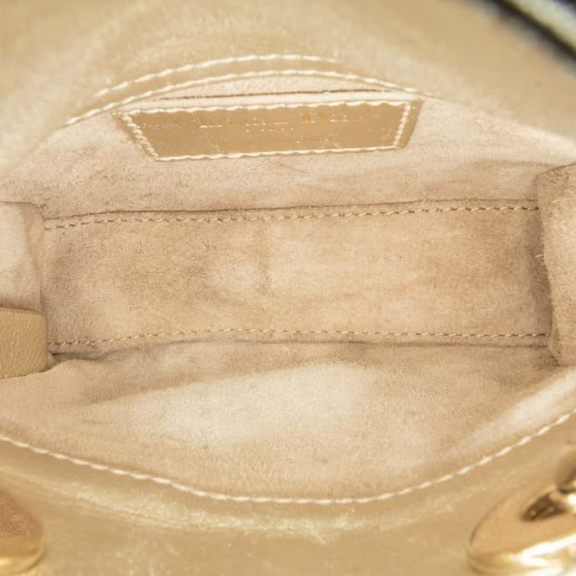 Dior Dioramour Mini Metallic Calfskin Cannage Lady Dior Gold Leather Good condition - Box View