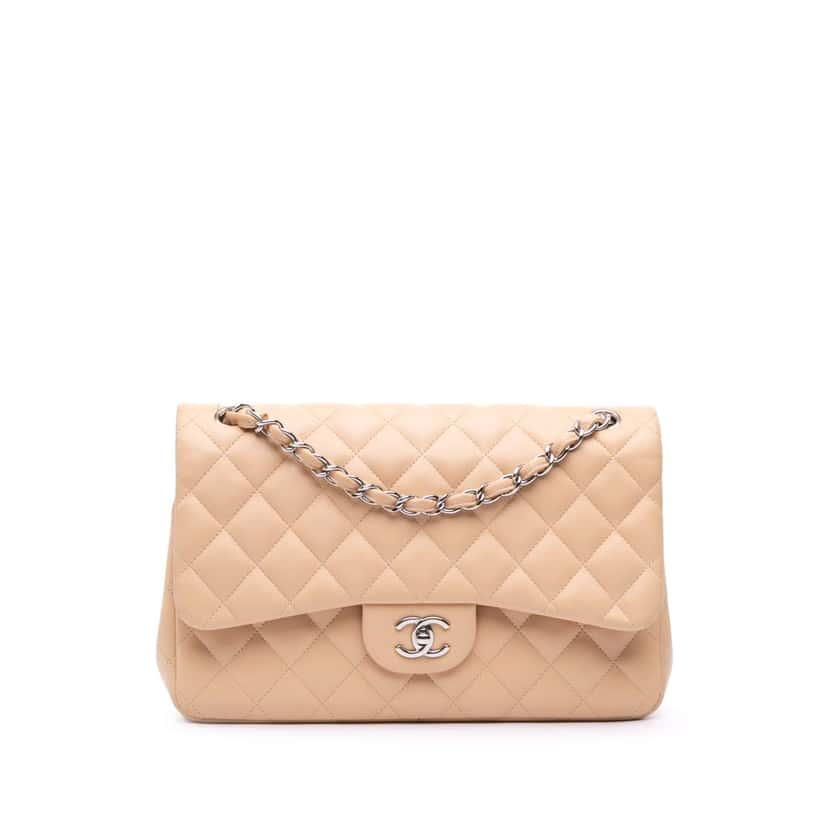 Chanel Jumbo Classic Lambskin Double Flap Brown Leather Good condition - Front View