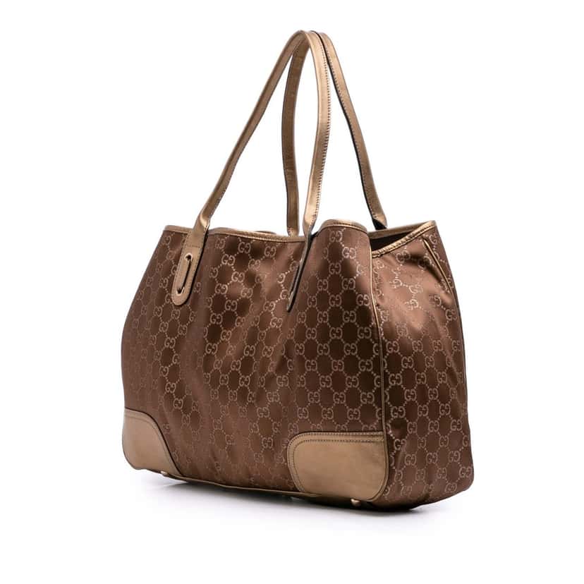 Gucci GG Satin Princy Tote Brown Satin Good condition - Back View