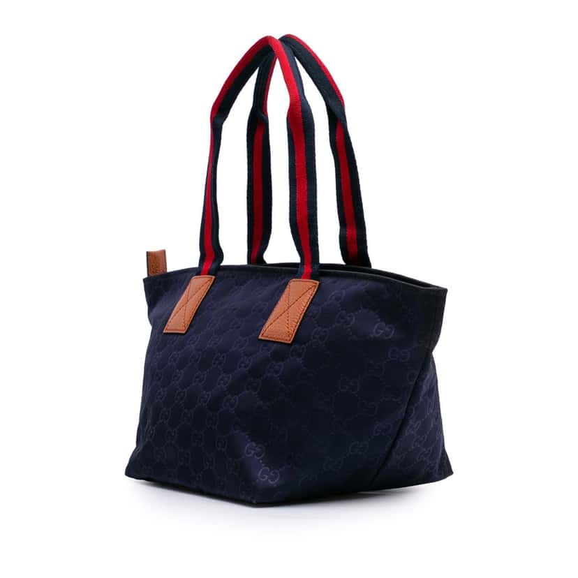 Gucci GG Nylon Web Tote Blue Good condition - Back View