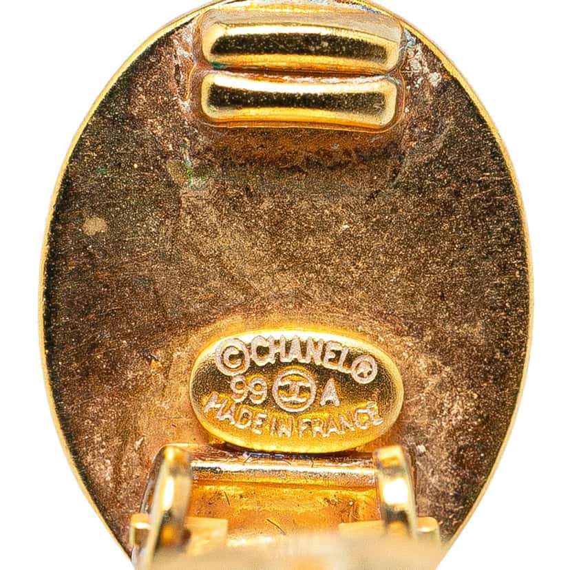 Chanel Gold Plated CC Clip On Earrings Gold Metal Good condition - Inside View
