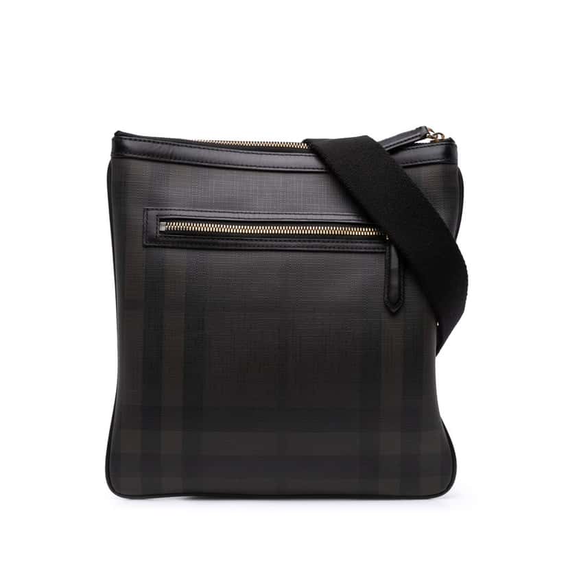 Burberry Smoke Check Coated Canvas Crossbody Grey Canvas Good condition - Front View