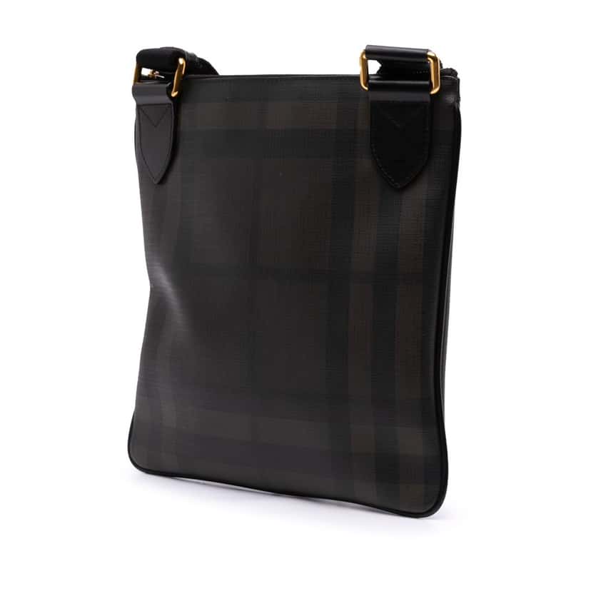Burberry Smoke Check Coated Canvas Crossbody Grey Canvas Good condition - Back View