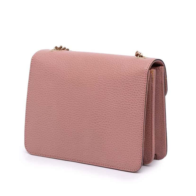 Gucci Small Dollar Calfskin Interlocking G Crossbody Pink Leather Good condition - Back View