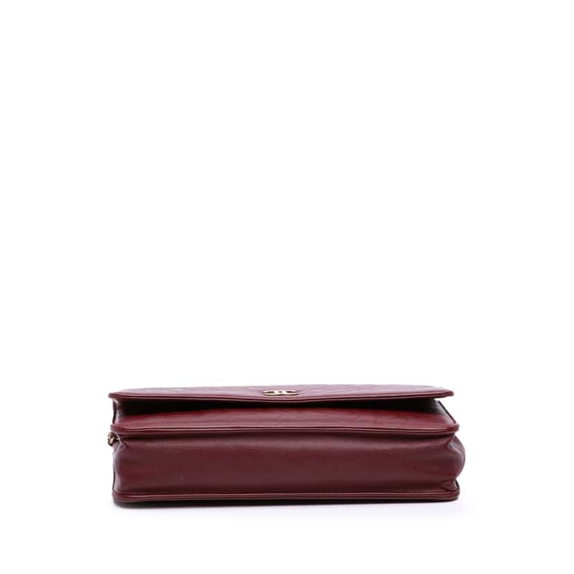 Chanel Embossed Lambskin Camellia Wallet On Chain Red Leather Good condition - Inside View