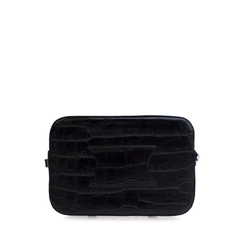 Celine Croc Embossed Leather Horizontal Phone Pouch Crossbody Black Leather Good condition - Back View