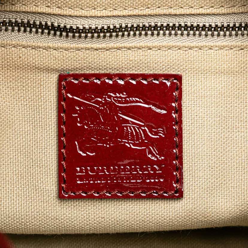 Burberry Patent Trimmed House Check Canvas Hearts Shoulder Bag Brown Canvas Good condition - Box View