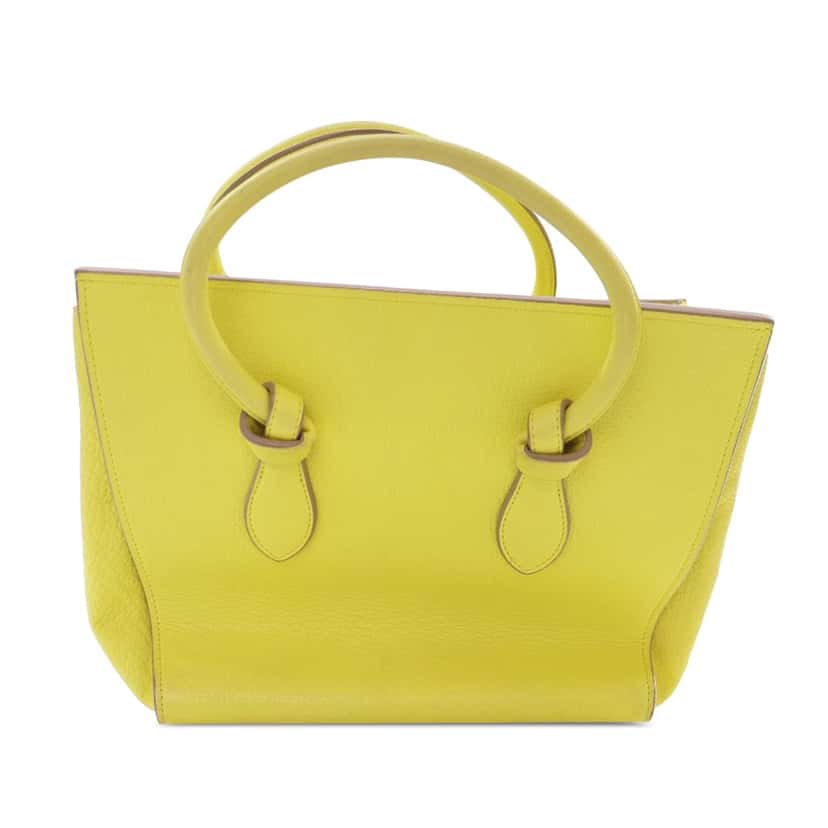 Celine Mini Grained Calfskin Tie Knot Tote Yellow Leather Good condition - Front View