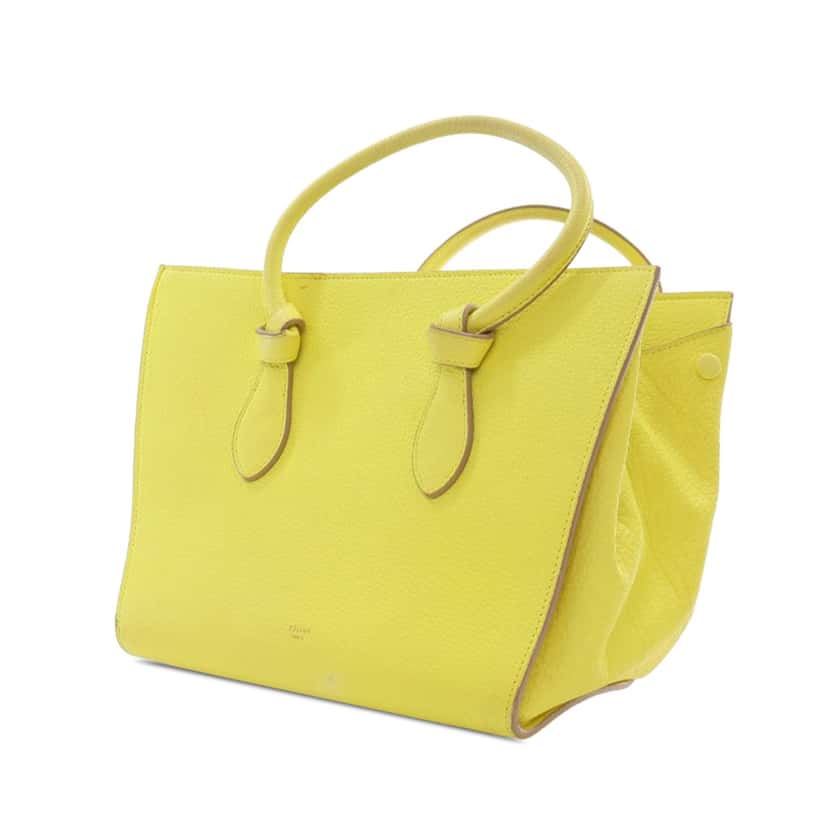 Celine Mini Grained Calfskin Tie Knot Tote Yellow Leather Good condition - Back View