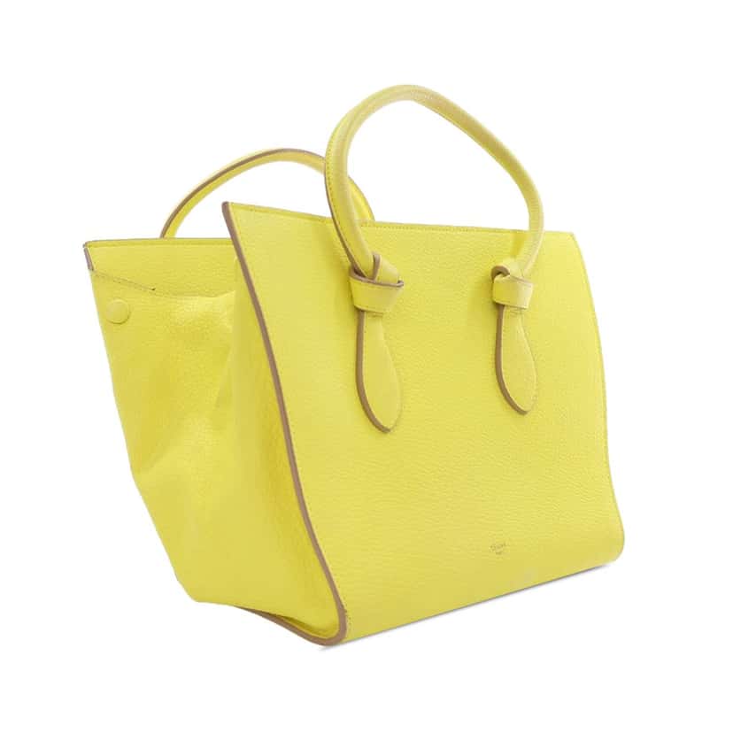 Celine Mini Grained Calfskin Tie Knot Tote Yellow Leather Good condition - Inside View