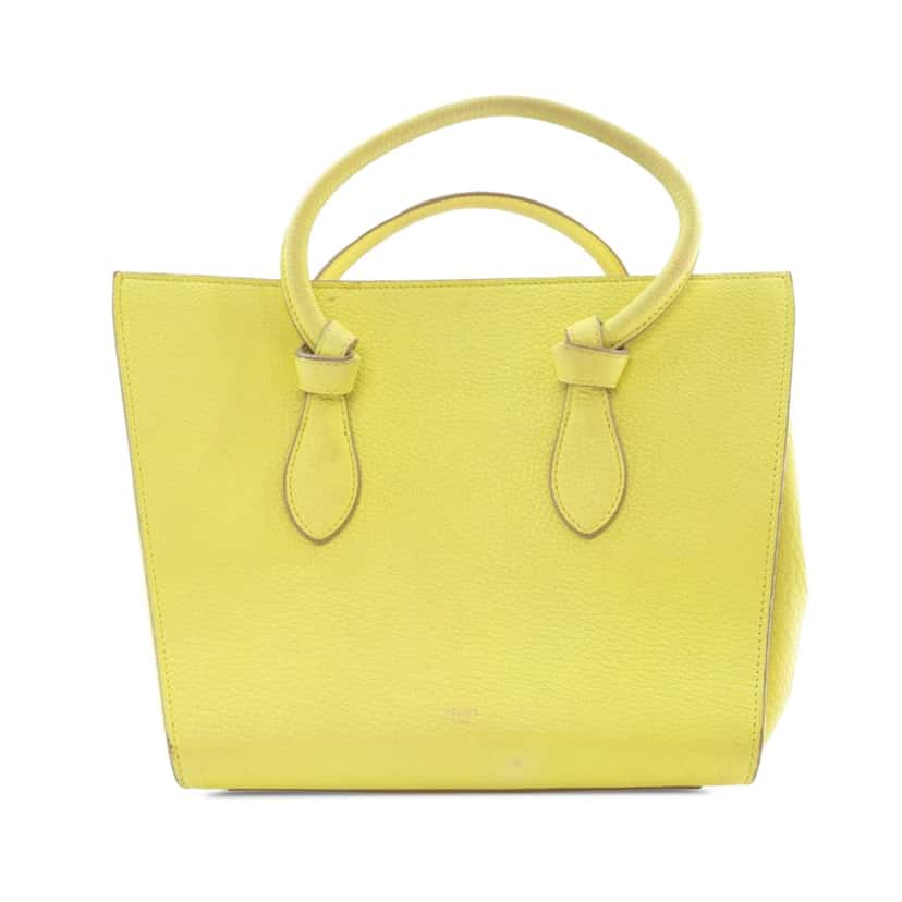 Celine Mini Grained Calfskin Tie Knot Tote Yellow Leather Good condition - Model View