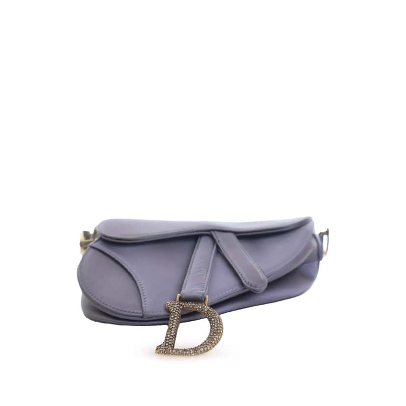 Dior Mini Satin Crystal Embellished Saddle Bag Purple Satin Good condition - Inside View