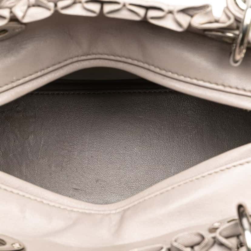 Dior Medium Lambskin Cannage Ruffle Trim Lady Dior Brown Leather Good condition - Model View