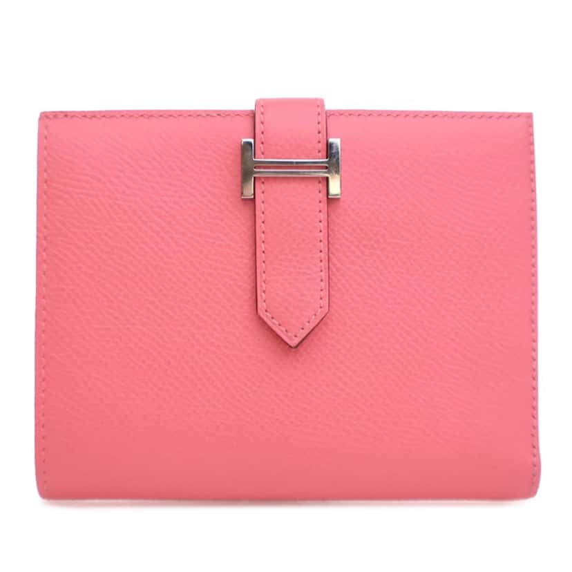 Hermès Epsom Bearn Compact Wallet Pink Leather Good condition - Front View