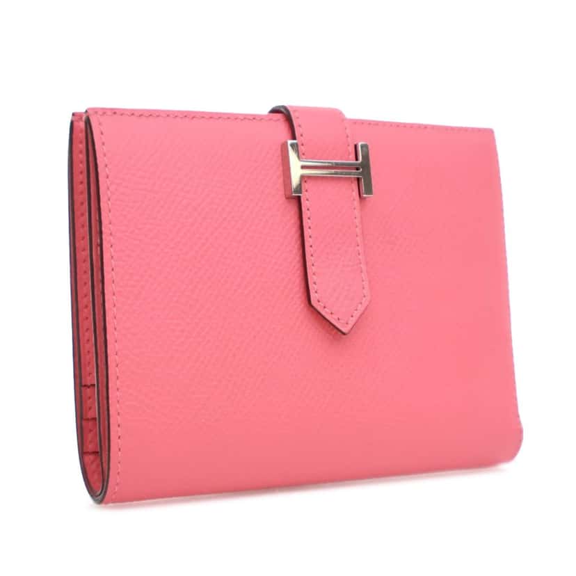 Hermès Epsom Bearn Compact Wallet Pink Leather Good condition - Back View