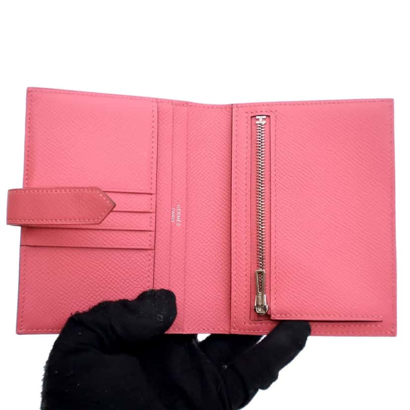 Hermès Epsom Bearn Compact Wallet Pink Leather Good condition - Box View