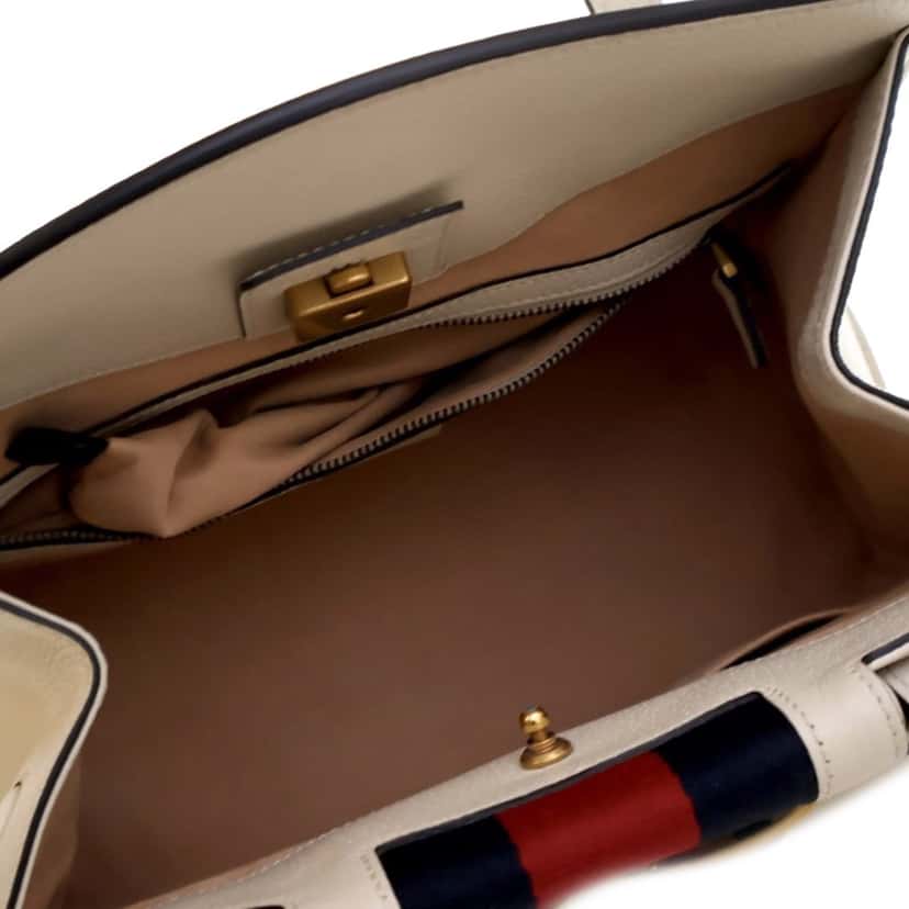 Gucci Medium Web Linea Butterfly Totem Satchel White Leather Good condition - Model View