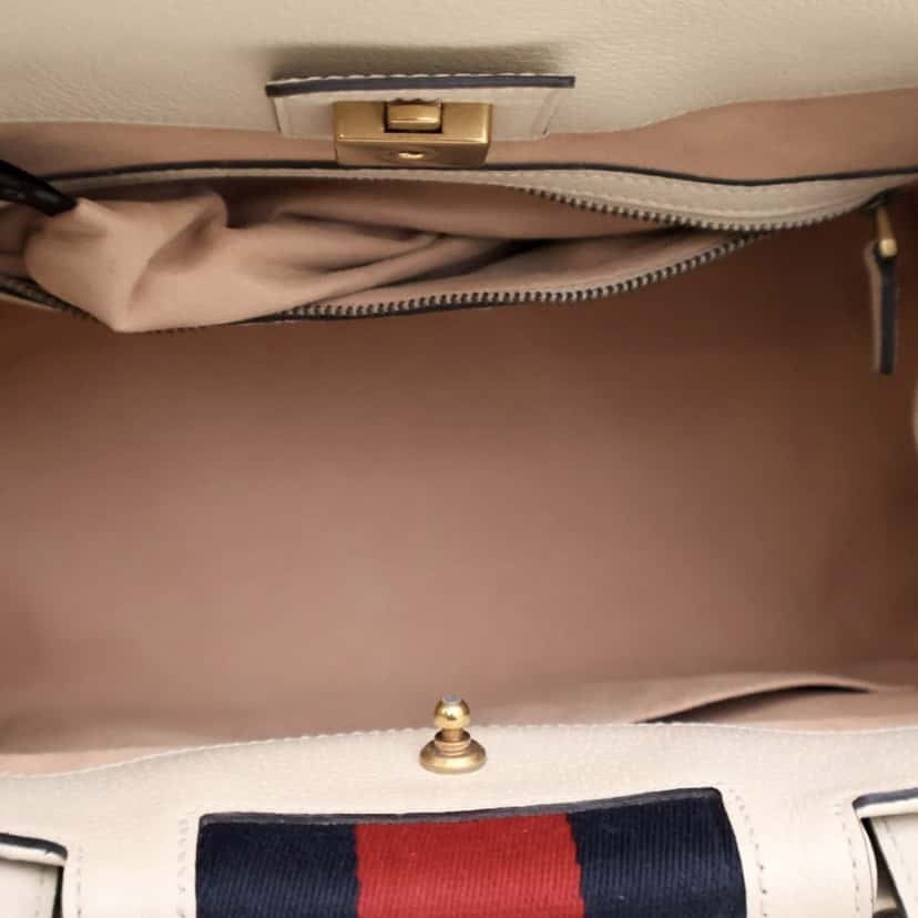 Gucci Medium Web Linea Butterfly Totem Satchel White Leather Good condition - Box View