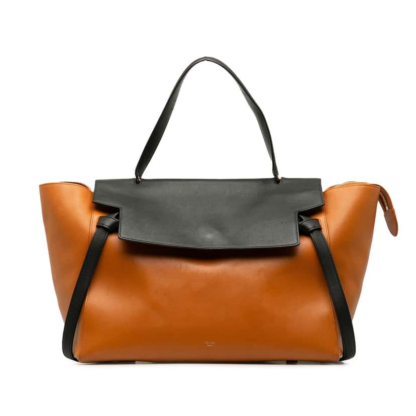 Celine MIni Bicolor Belt Bag Brown Leather Good condition - Front View