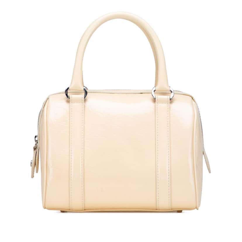 Dior Oblique Patent Boston Bag White Leather Good condition - Front View