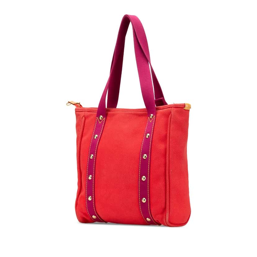 Louis Vuitton Antigua Cabas MM Red Canvas Good condition - Back View