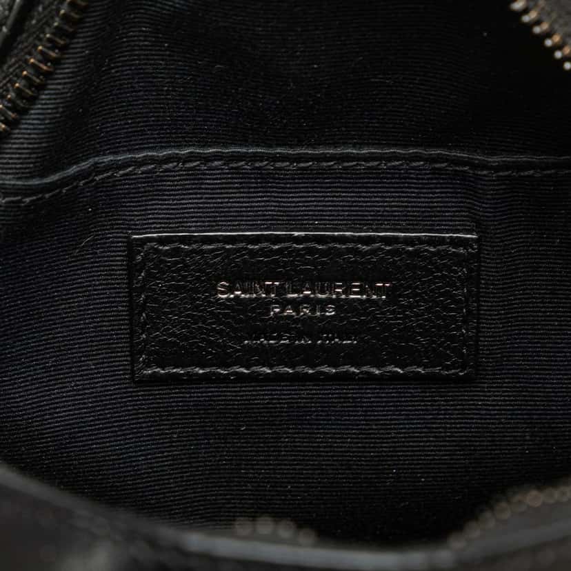 Saint Laurent Chevron Calfskin Round Vinyle Camera Bag Black Leather Very good condition - Box View