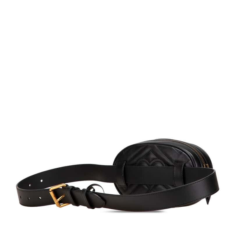 Gucci GG Marmont Matelasse Leather Belt Bag Black Leather Good condition - Back View