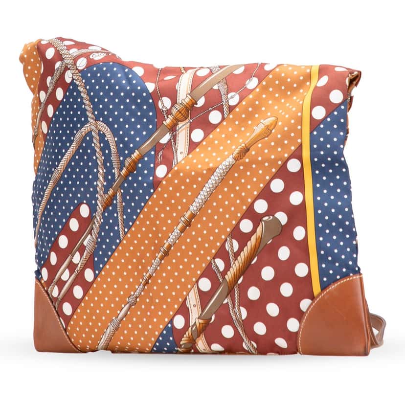 Hermès Clic Clac a Pois Silky City PM Brown Silk Good condition - Back View