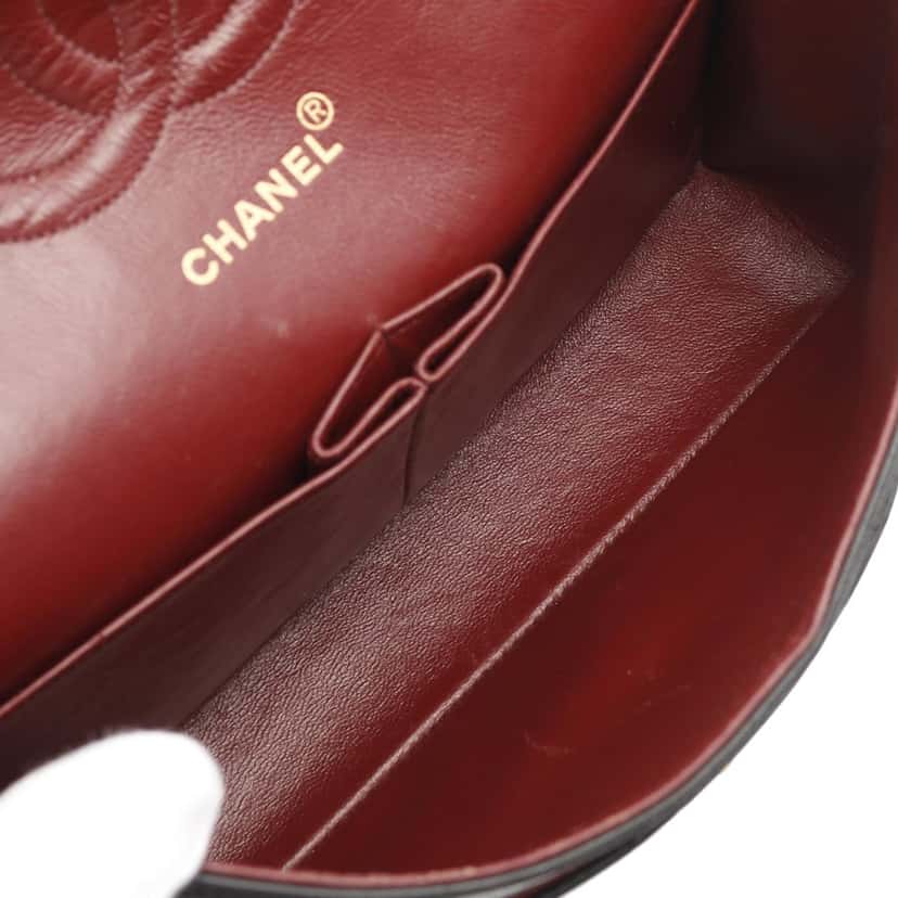 Chanel Medium Classic Lambskin Double Flap Black Leather Good condition - Inside View