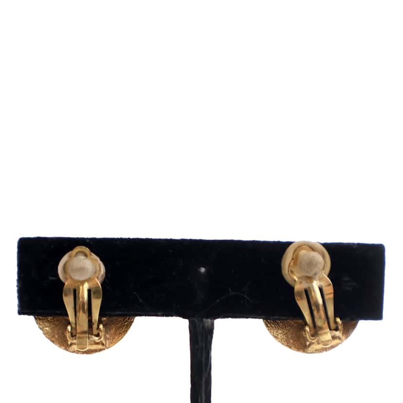 Chanel Gold Plated Round Clip On Earrings Gold Metal Good condition - Back View