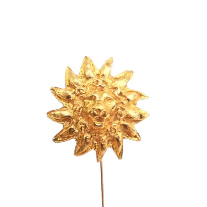 Chanel Gold Plated Lion Head Pin Brooch Gold Metal Good condition - Back View