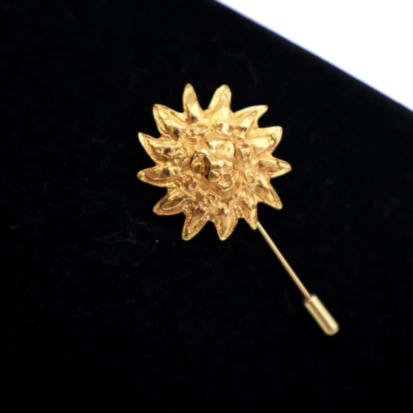 Chanel Gold Plated Lion Head Pin Brooch Gold Metal Good condition - Model View