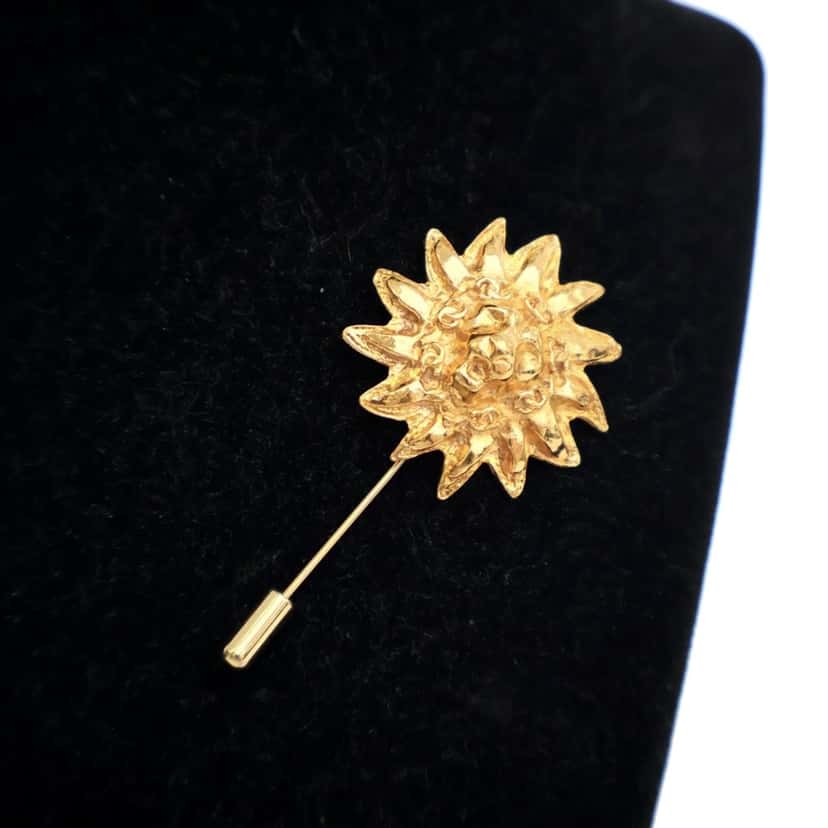 Chanel Gold Plated Lion Head Pin Brooch Gold Metal Good condition - Box View