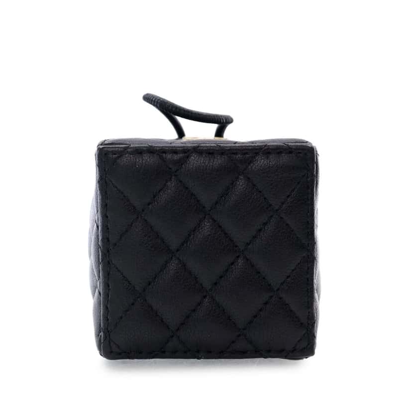 Chanel Mini Quilted Calfskin Drawstring Bucket Bag Black Leather Good condition - Box View