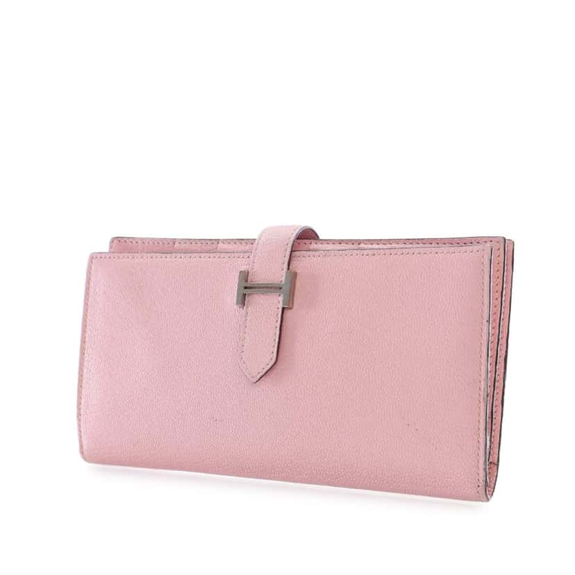 Hermès Chevre Mysore Bearn Long Wallet Pink Leather Good condition - Back View