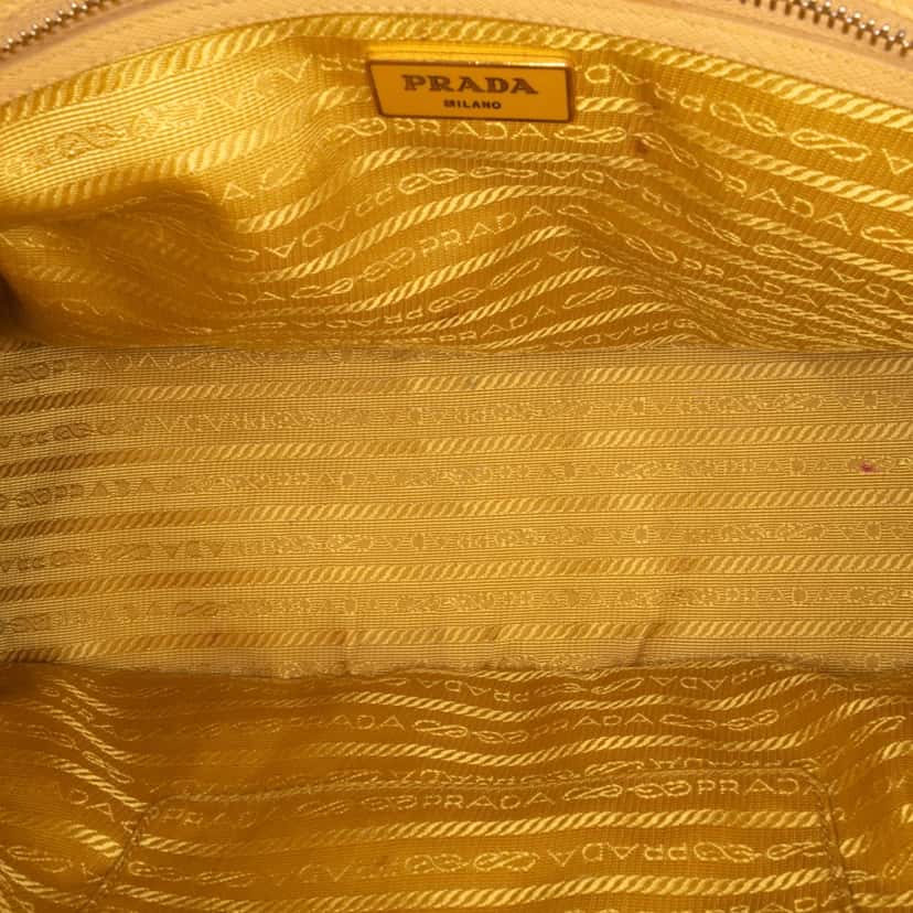 Prada Small Saffiano Lux Galleria Double Zip Satchel Yellow Leather Good condition - Model View