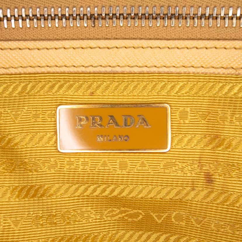Prada Small Saffiano Lux Galleria Double Zip Satchel Yellow Leather Good condition - Box View