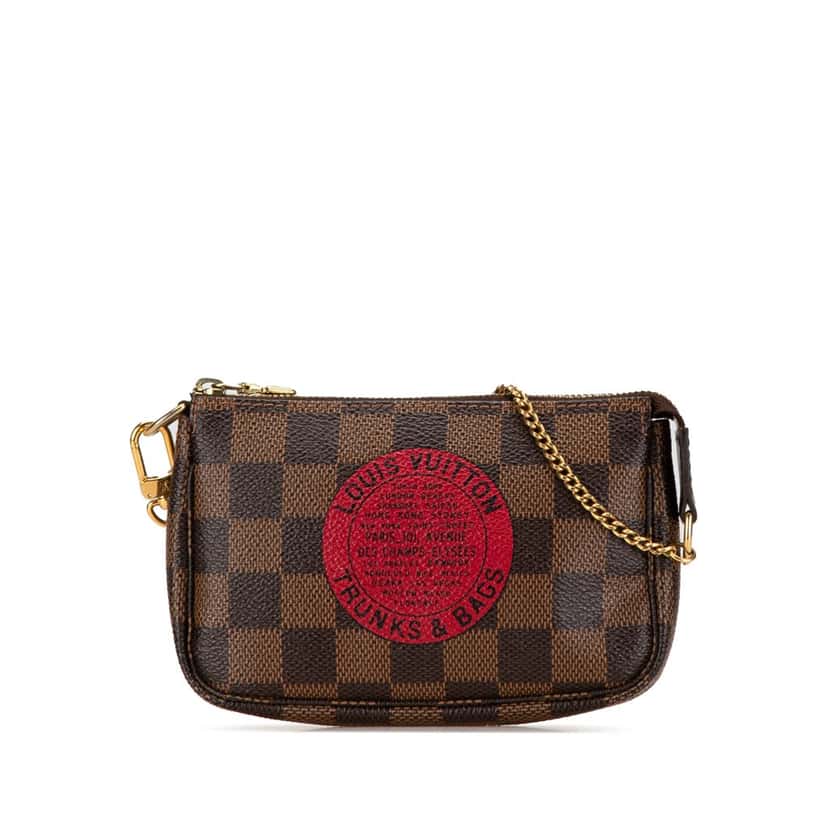 Louis Vuitton Damier Ebene Trunks and Bags Mini Pochette Accessoires Brown Canvas Good condition - Front View